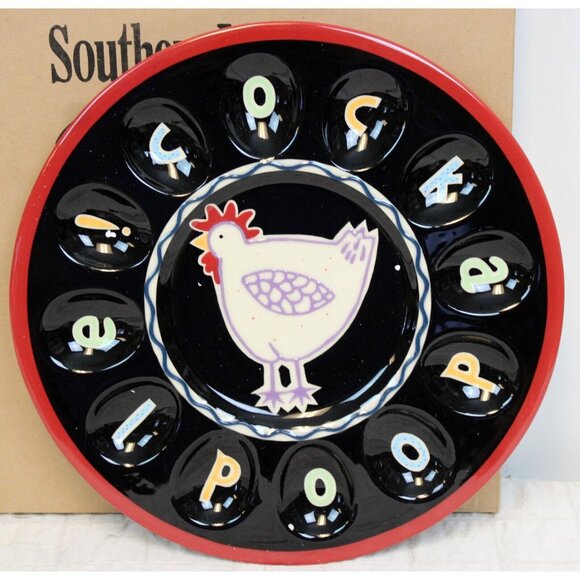 Southern Living Gail Cook-A-Doodle Egg Plate Becky NEW 40344 Devilish Delight - Picture 2 of 4